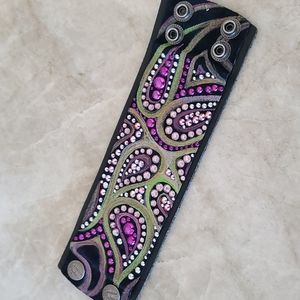 Carolin M. Rocha Leather & Swarovski Bracelet